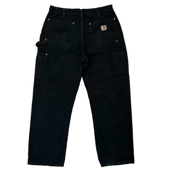 Vintage Carhartt 34x28 Original Fit Double Knees B01 BLK Black - Picture 2 of 6